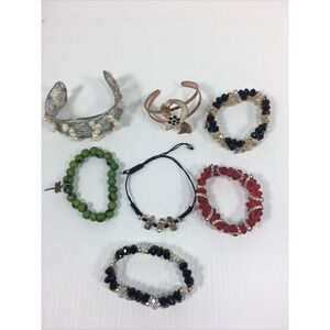 Bracelet Costume Jewelry Lot Stretch Mesh Faux Pearl Dragonfly Owl 7pc